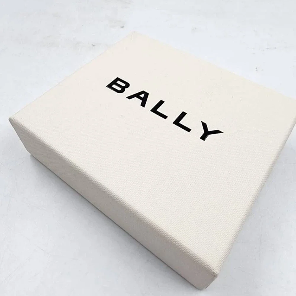 Bally Elegant Leather Card Case Unisex One Size Black Silver-Tone Logo Lettering